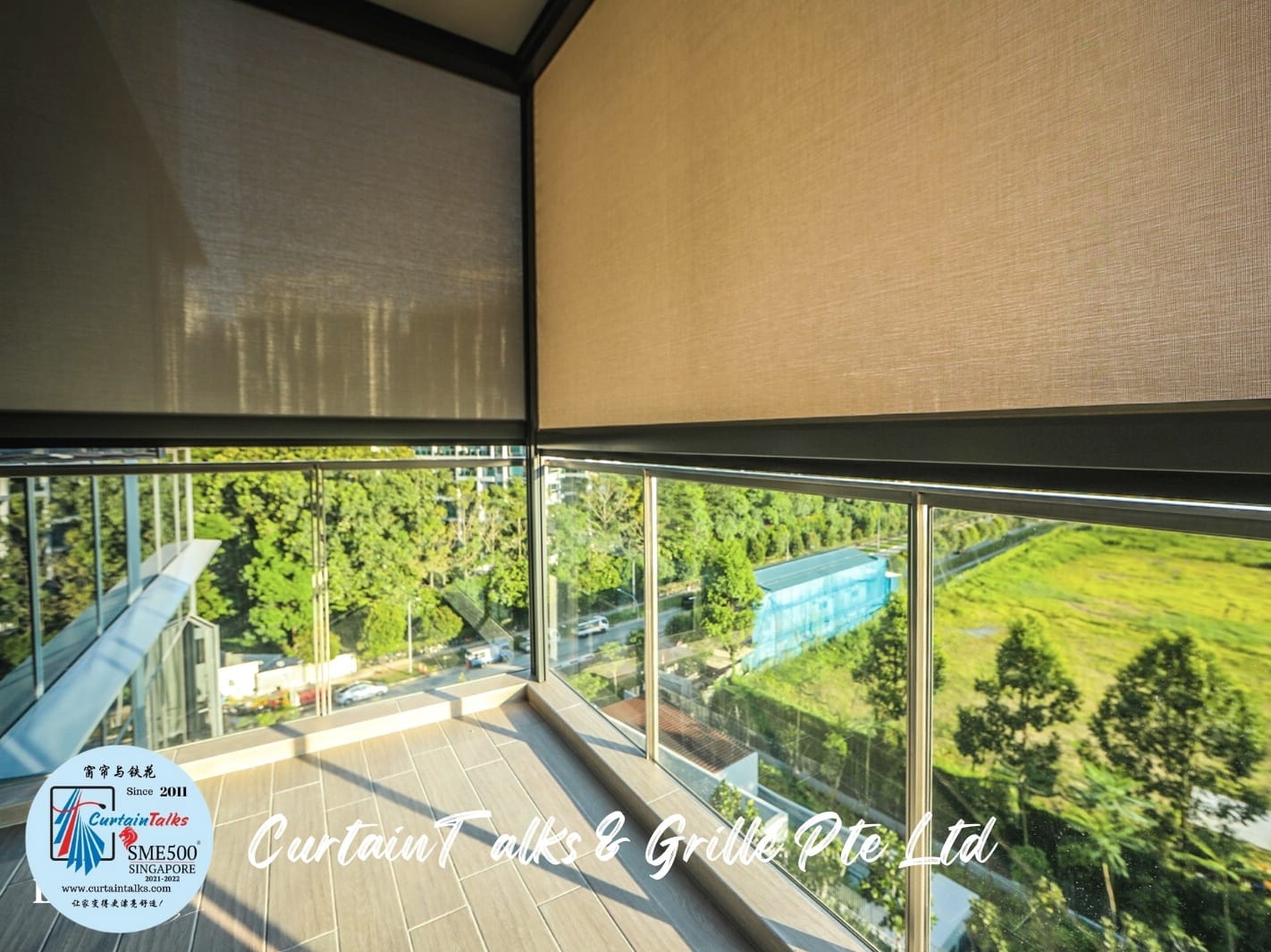 This is a Picture of Outdoor roller blinds-Singapore landed house-Sunrise drive